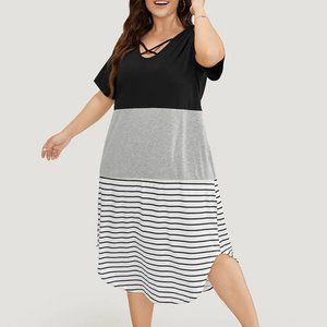 BloomChic Black, Gray, and White Maxi Dress